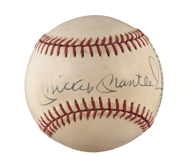 Mickey Mantle & Whitey Ford Dual Signed OAL Brown Baseball
